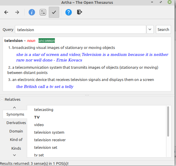 Artha displaying meanings of words