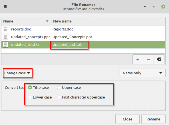 change letter case for file names