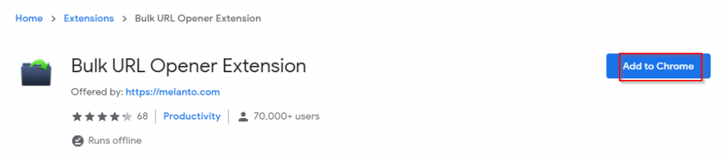 Bulk URL Opener Extension in Chrome Web Store