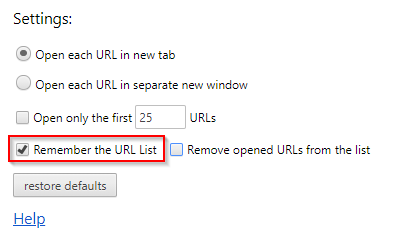 enable URL list history and change other settings 