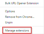 accessing Bulk URL Opener Extension options