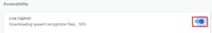 enabling Live Caption for use in Chrome