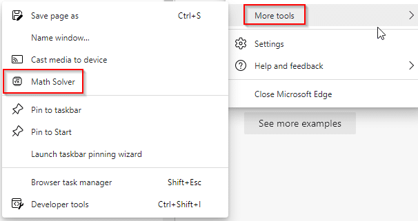 accessing math solver through Edge tools