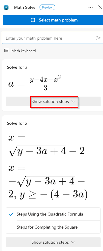 math problem solved using drag and resize