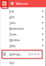 accessing Vivaldi settings