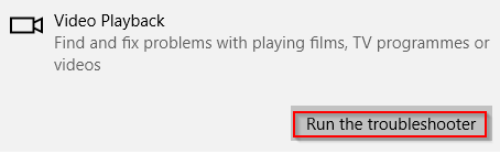 running the video playback troubleshooter
