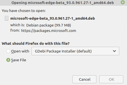 downloading Edge for Linux