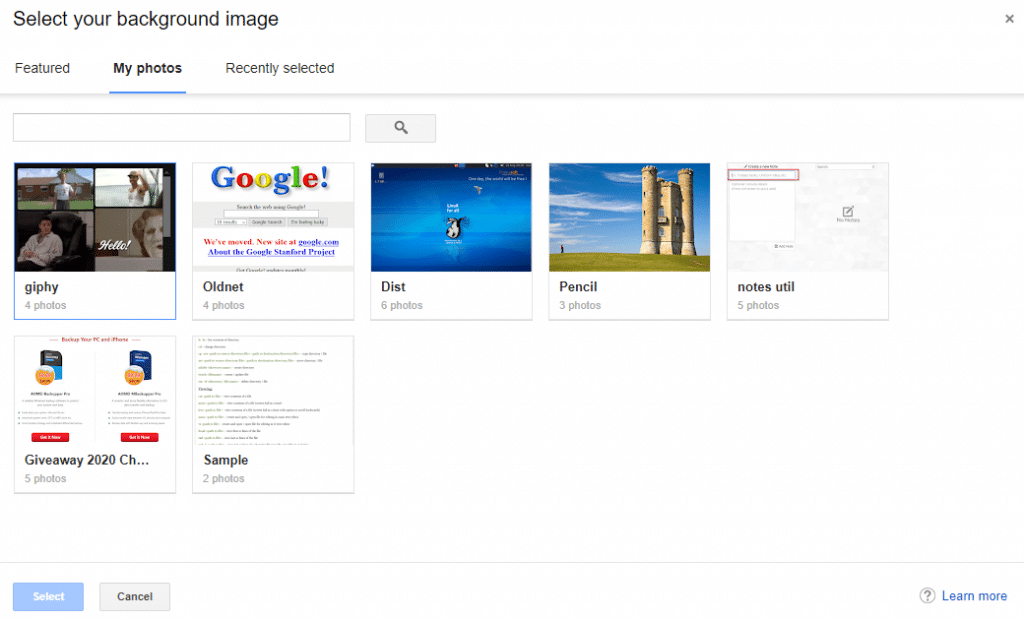 google photos can be used as a gmail theme