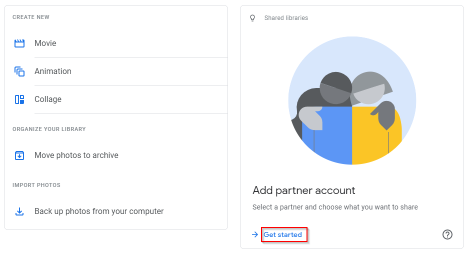 adding a partner account in google photos