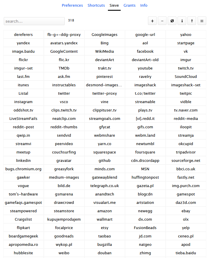 a list of websites for editing Imagus rules or sieves