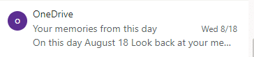 OneDrive On This day memories emails