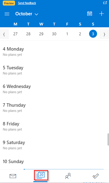 accessing calendar from the Edge add-on