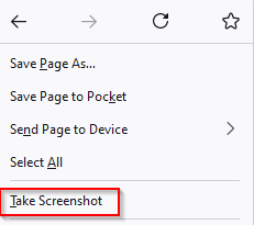 choosing the firefox screenshot tool