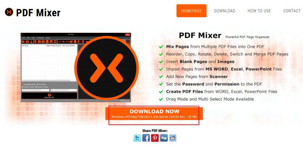 PDF Mixer homepage