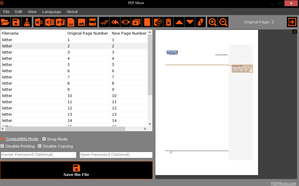 adding PDF documents to PDF Mixer