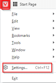 accessing vivaldi settings