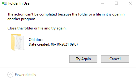 files and folders are locked and can't be closed or deleted