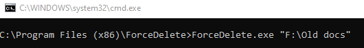 using ForceDelete from Windows command prompt