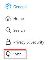 Sync settings in Firefox