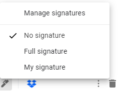 choosing the no signature option