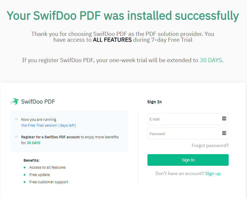 SwifDoo PDF installed