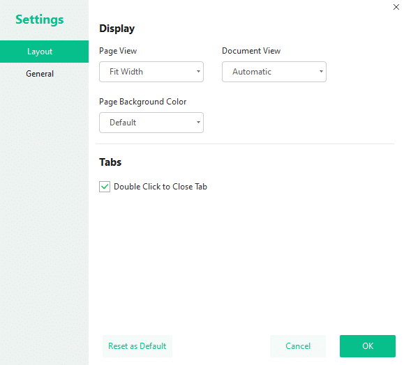 layout settings