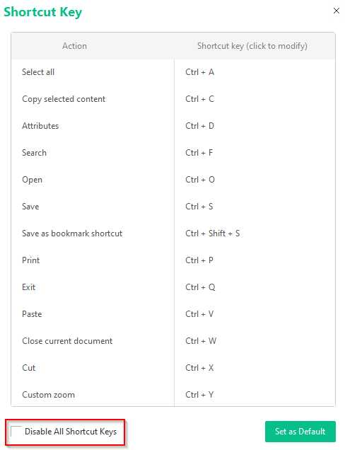 shortcut keys in SwifDoo PDF