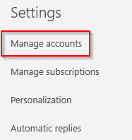 account management options in Mail app