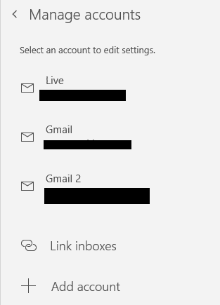 multiple accounts added in Mail app