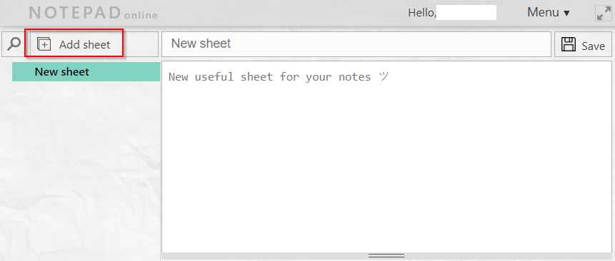 Notepad-online interface