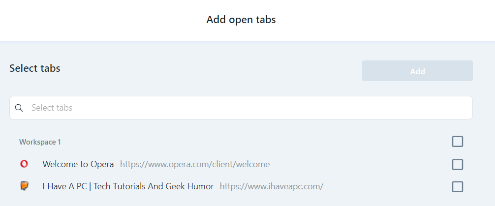 adding open tabs