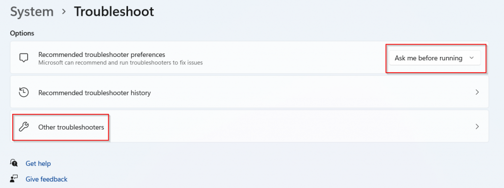 different settings for windows 11 troubleshooters  