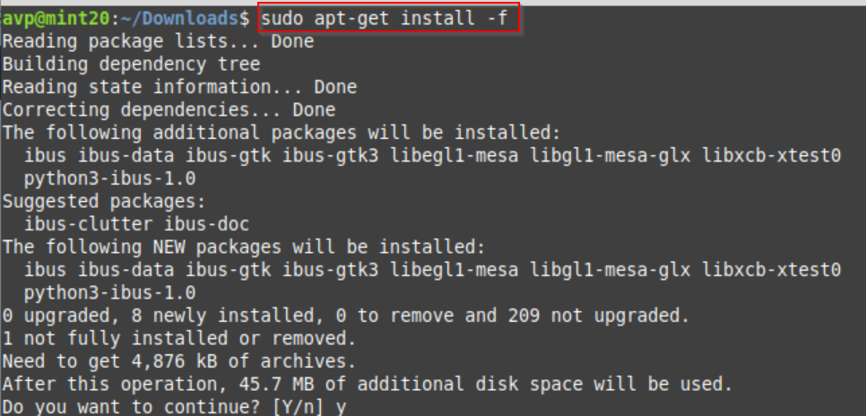 fixing broken dependencies during installation