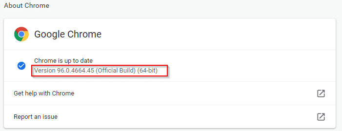 Google Chrome version details