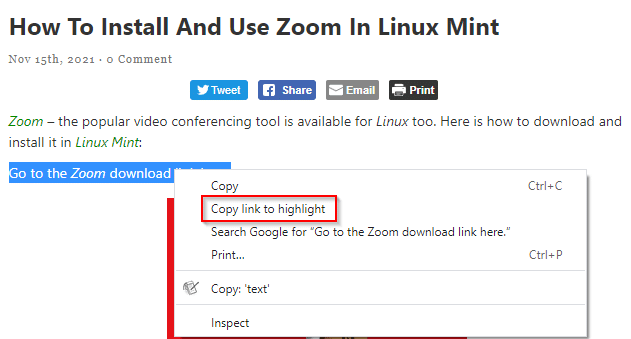 choosing the link highlight option in Chrome