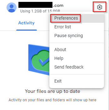 google drive preferences