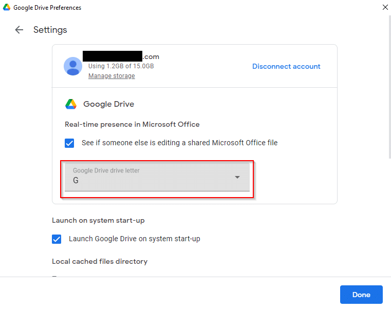 google drive settings