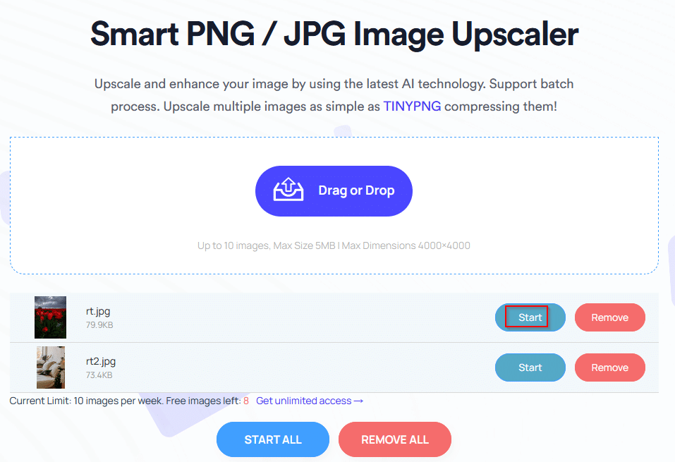 batch processing images to be upscaled