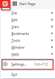 accessing vivaldi settings