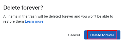 permanently delete items from Google Drive