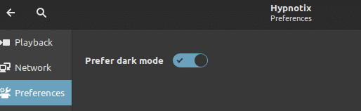 toggle dark mode in Hypnotix