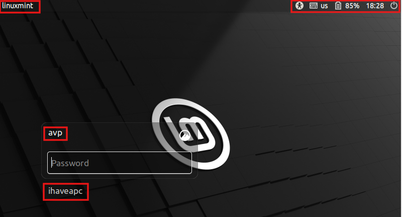 default login screen in linux mint