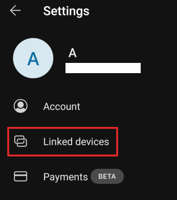 linked devices settings in Signal phone app