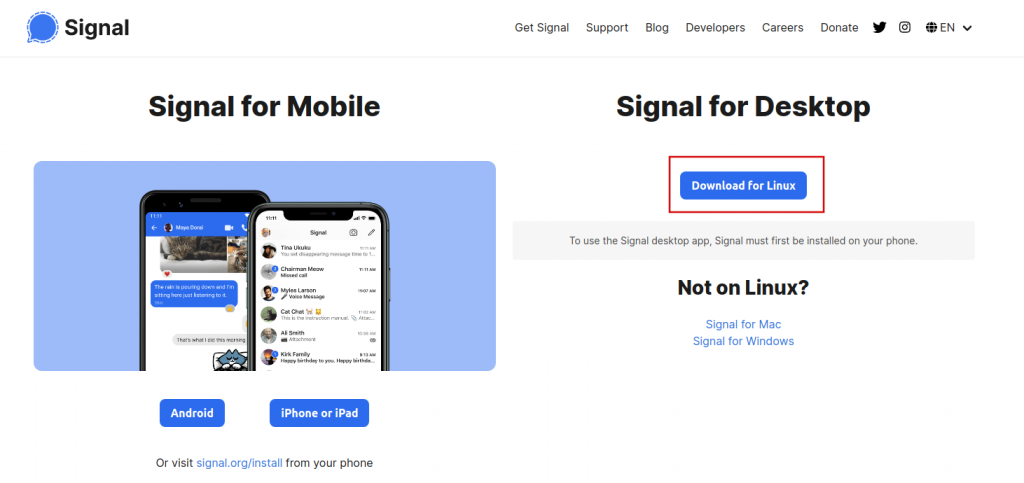 Signal downloads page