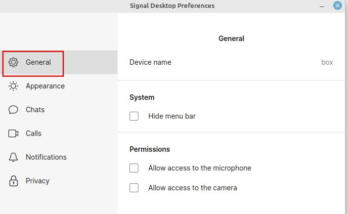 General settings