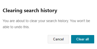 confirm deleting of search history