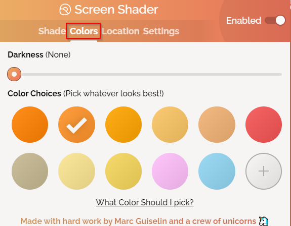 choosing the shade color