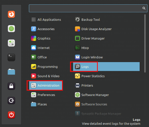 accessing Logs in Linux Mint