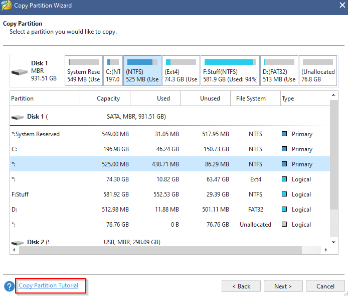 copy partition wizard in MiniTool Partition Wizard