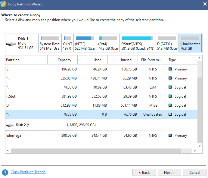 choosing source disk for copying